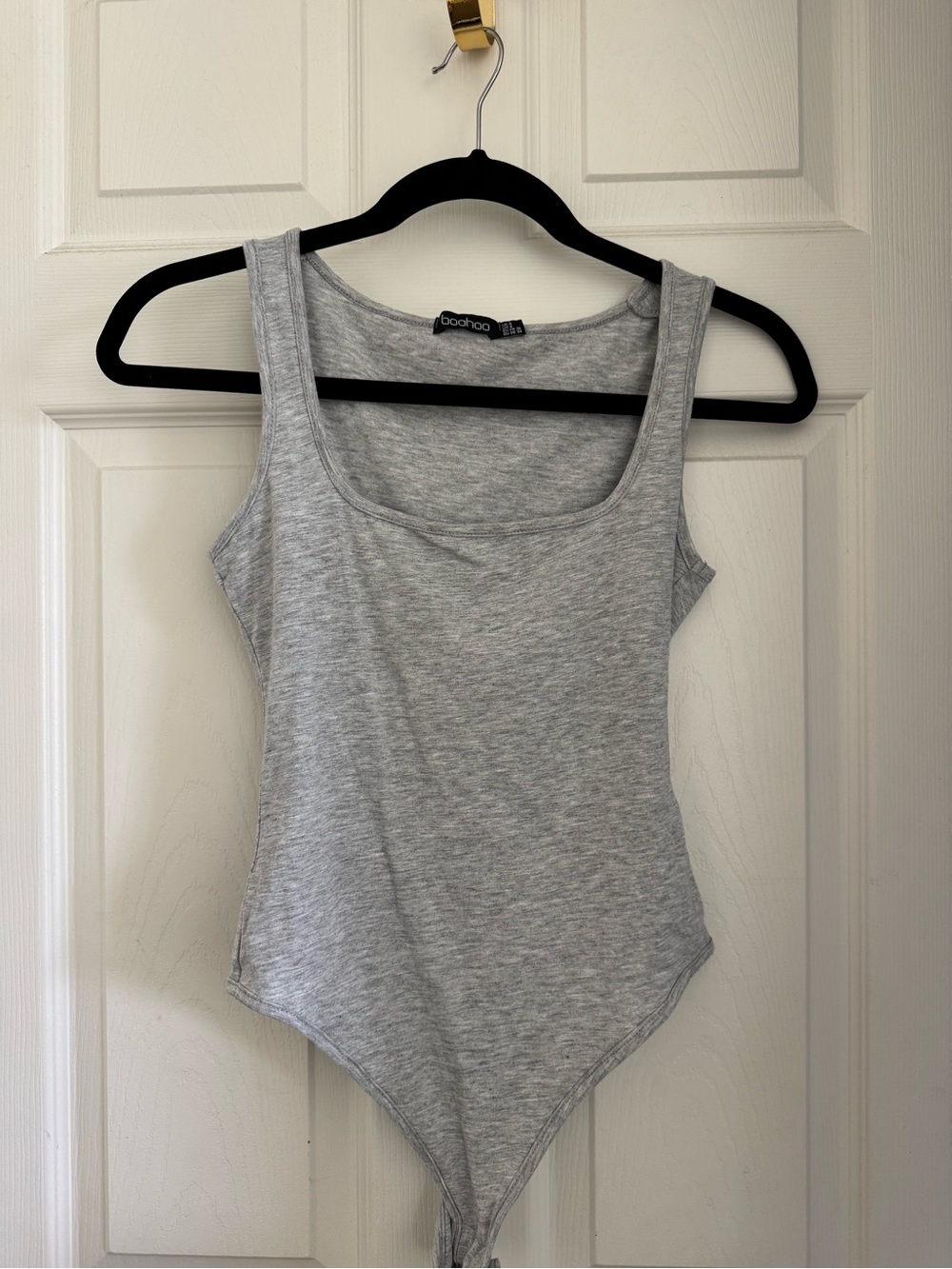 Boohoo Light Grey Scoop Neck Tank Bodysuit